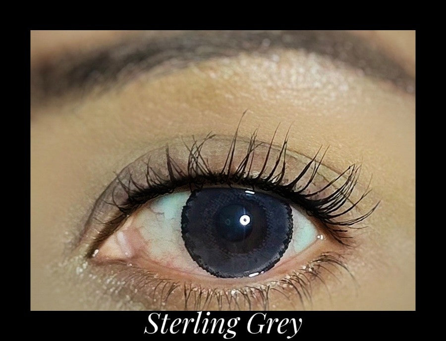 Sterling Gray YEARLY Cosmetic Coloured Contact Lenses — worn on eye