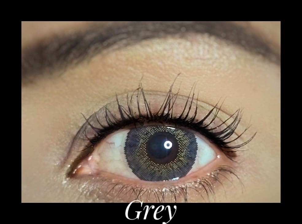 Gray Cosmetic YEARLY Coloured Contact Lenses — worn on eye