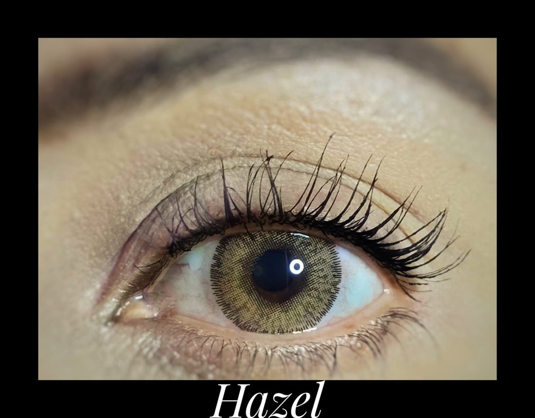Hazel Cosmetic YEARLY Coloured Contact Lenses — worn on eye