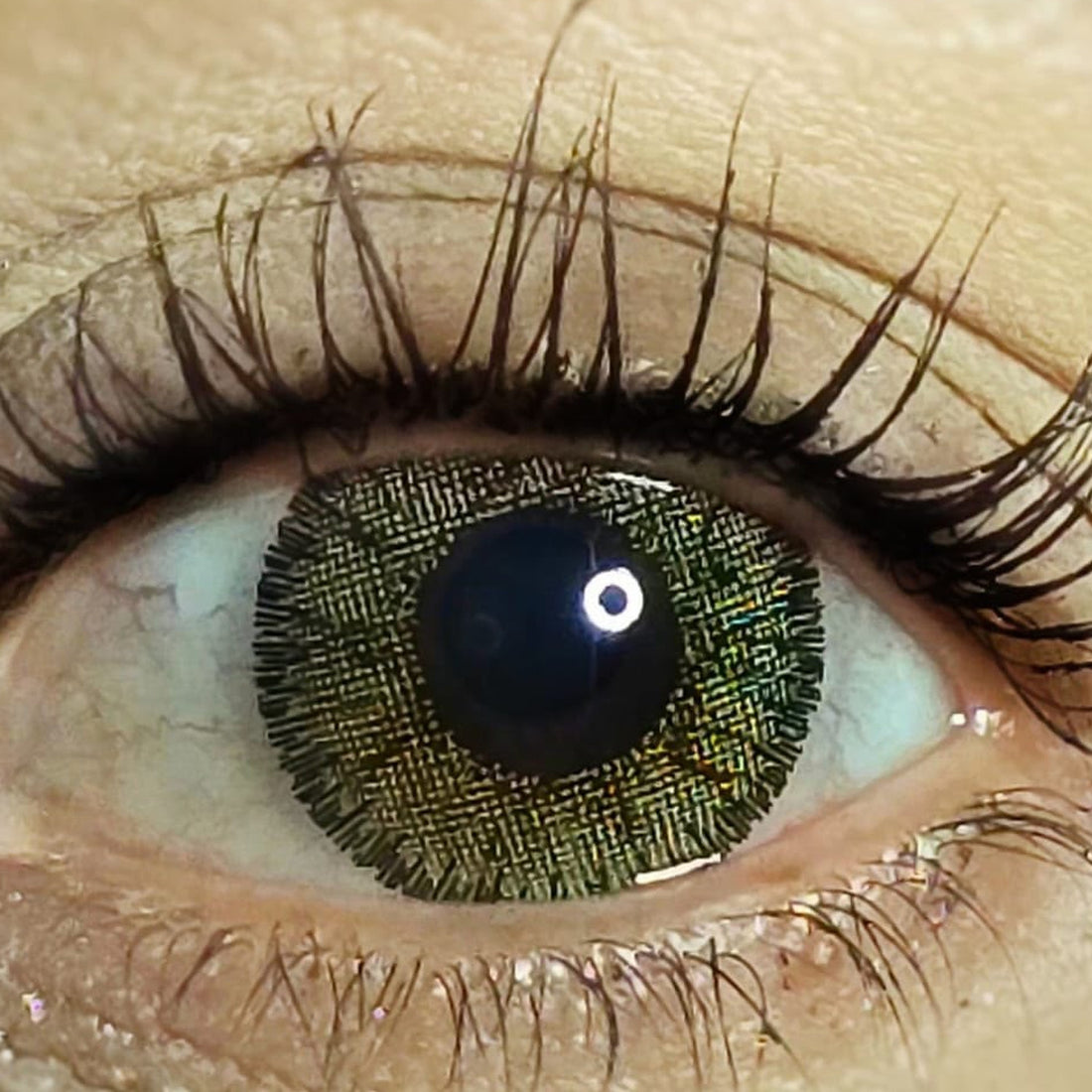 Pure Hazel cosmetic coloured contact lens worn on the eye (zero power)